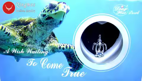 Qingmos Wish Pearl Gift Box Turtle Pendant Necklace for Women with Natural Oyster Pearl Necklace Cag