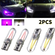 2PCS T10 Purple/White 194 168 W5W COB LED CANBUS Silica Bright Glass License Light 12V Headlight Bul