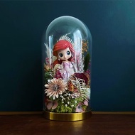 【用正版迪士尼公主公仔做的夢幻玻璃夜燈】永生花|乾燥花|玻璃罩