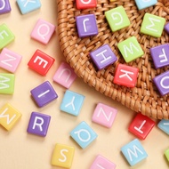 40Pcs Fashion Double Hole Square Letter Loose Beads 9*8mm DIY Bracelet Keychain Earrings Jewelry Mak