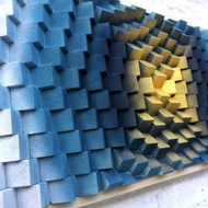 3D 木牆藝術 - 藍金辦公室裝飾 - 音樂室 - 吸音板擴散器