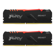 32GB (16GBx2) DDR4 3600MHz RAM (หน่วยความจำ) KINGSTON FURY BEAST DDR4 RGB (BLACK) (KF436C18BBAK2/32) // แรมสำหรับคอมพิวเตอร์ PC