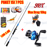 【# Beli 1 Dapat 7 #】Joran Pancing Set 1.65m 1.8m 2.1m Joran Pancing Carbon Fiber Spinning Fishing Ro