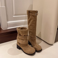 Long Tube Knight Boots - Thick Heel Retro Western Style Cowgirl Boots