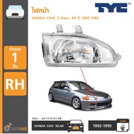 ไฟหน้า HONDA CIVIC 1992 3Door 4Door มีขั้ว พร้อมหลอดไฟ ยี่ห้อ TYC
