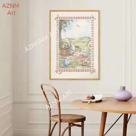 Beatrix Potter Style Bunny Poster Classic Vintage Peter Rabbit Wall Decor Children's Room Decoration