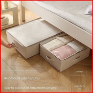 YB2 70-80L Under Bed Storage Box with Clear Window Foldable Clothes Organizer Bin for Blankets Cloth