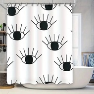 Black White Eye Pattern Shower Curtain for Bathroom Decor Modern Simple Design Bath Mat Decoration w