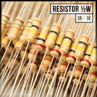 10PCS RESISTOR 1/2W 0.5W FIXED MIXED METAL FILM 1 1R 10 10R 15 15R 22 22R 47 47R 82 82 82R 100 100R 