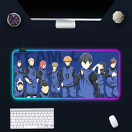 【flowerlove shop】 Anime Blue Lock RGB Pc Gamer Keyboard Mouse Pad Mousepad LED Glowing Mouse Mats R