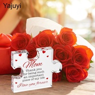 Yajuyi Gift for Mom, Engraved Puzzle Piece Made of Acrylic Block, Meaningful, Unique Acrylic Plaque,
