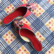 西藏手繡平底鞋無包跟/拖鞋 繡花 刺繡 蘇繡 絲綢 緞面 手工繡