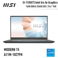 MSI MODERN 15 A11M-1027PH-Carbon Gray- 15.6inch FHD/Intel Core i5-1155G7/16GB RAM/256GB SSD/INTEL IRIS XE GRAPHICS/Windows 11 PRO Laptop MODERN 15 A11M-1027PH