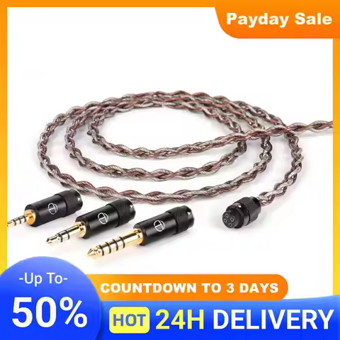 Red Chain Earphones Cable with Swappable Connector 2.5/3.5/4.4mm Earphone Cable Replacement for TRN 