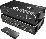 Forvido 8K HDMI Switch - 4 in 1 Out HDMI 2.1 Monitor Switcher | Support 8K 60Hz &amp; 4K 120Hz | IR Remote | HDCP 2.3 | Ultra HD 3D | Xbox, PS5, Roku, PC, TV &amp; More