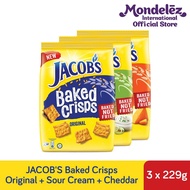 [Bundle of 3] Jacobs Baked Crisps Cracker Big Pack [Original + Sour Cream + Cheddar] (229g)