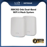 NETGEAR RBK352 Orbi Dual-Band WiFi 6 Mesh System 【3 Years Warranty by NETGEAR】