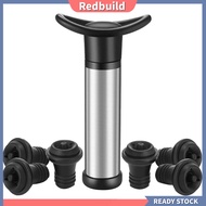 redbuild|  Red Wine Saver Fresh Preserver Vacuum Air Pump with 6 Silicone Bottle Stoppers