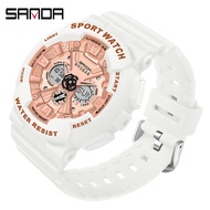 Sanda Ladies Watch Trendy Fashion Outdoor Sports Multifunctional Waterproof Electronic Watch 6068-14