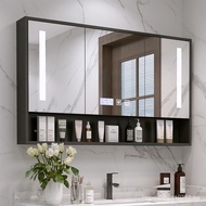 Bathroom Smart Mirror Cabinet Wall-Mounted Anti-Fog Bathroom Solid Wood Custom Mirror Box Bathroom Cabinet Separate Storage Mirror