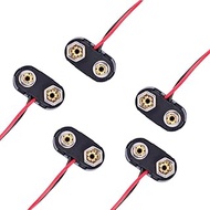 LAMPVPATH (Pack of 5) T-Type 9V Battery Connector, 9 Volt Battery Clip, 9V Battery Clip Connector wi
