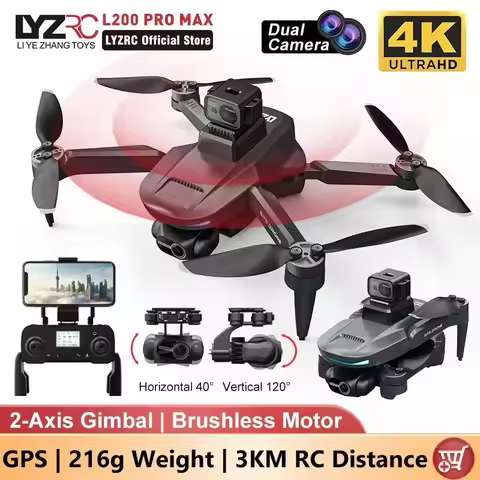 L200 PRO MAX Drone GPS Brushless Motor 4K HD Profesional FPV Quadcopter 2-Axis Gimbal 360° Obstacle 