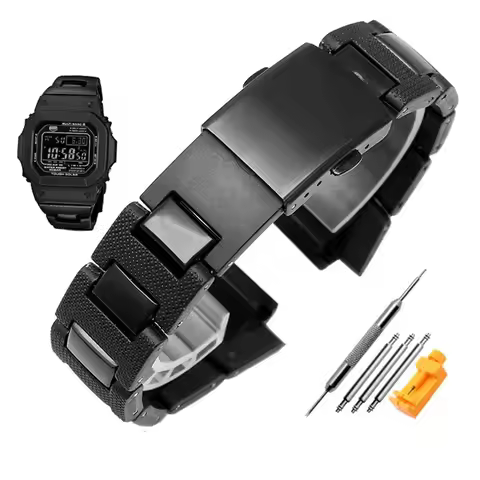 Plastic Steel Watchband for Casio G-SHOCK DW-5600 DW6900 DW9600 GW-M5610 Men Watch Strap Band 16mm H