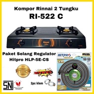 Paket Kompor Gas Rinnai 2 Tungku Ri 522c Bonus Selang Regulator Hitpro