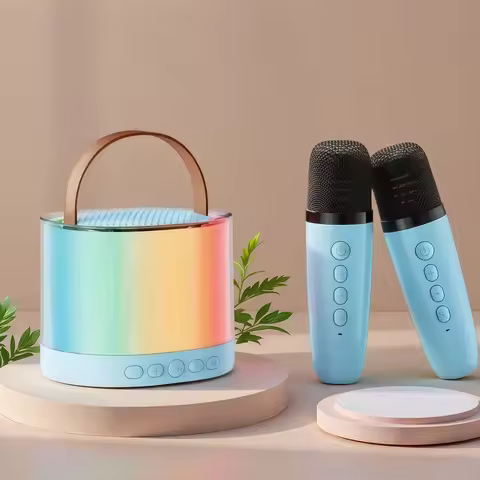 K52 Wireless Bluetooth Speaker Multifunction with 2 Microphone RGB Portable Music Player Karaoke Mac
