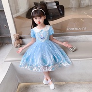 2-9tahun Frozen Ice Blue Dress Anak Perempuan Tutu Baju Pesta Princess Elsa Snowflake Anak Perempuan