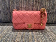 Chanel cf mini22s粉色編織球