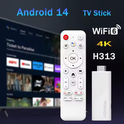 Android Smart TV Stick H96 MAX H313 Android 14 BT5.0 4K 2.4G 5G Wifi6 Home Media Player Voice Assist