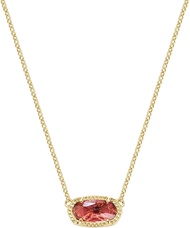 Gold Pendant Necklace for Women 14K Gold-Plated Adjustable Tail Chain Synthetic Gemstone Dainty Gift