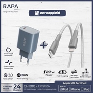 RAPAtech CH1010 & DC2024 MFi - Charger PD20W & Line+ MFi C to Lighting 27W