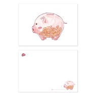 【明信片-撲滿豬】- 撲滿/豬/水彩/存錢筒