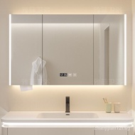Bathroom Mirror Cabinet Separate Smart Beauty Anti-Fog Wall-Mounted Toilet with Light Cosmetic Mirror Solid Wood Storage