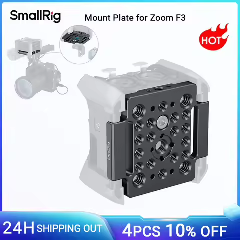 SmallRig Mount Plate for Zoom F3 Recorde w 1/4"-20/3/8"-16 Threaded Holes Velcroes and Storage Bag, 