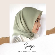 Polly Cotton Sage Green Square Hijab Tudung Bawal Tudung Bawal Cotton Bawal Printed Bawal Sulam