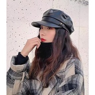NAHKODA LEATHER HAT WOMEN'S SHIP CAPTAIN HAT/ LEATHER YATCH CAPTAIN SAILOR HAT PU NEWSBOY STYLE/
