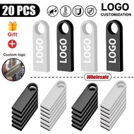 20pcs/lot Metal USB 2.0 Flash Drive 1GB 2GB 4G 8GB Pen Drive 16GB 32GB Gift USB Memory Stick 64GB 12