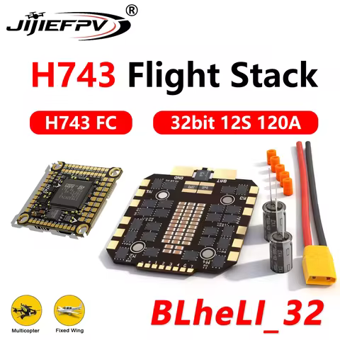 JIJIEFPV H743 BLheLl_32 32bit 120A 12S Stack ICM42688P H743 Flight Controller 120A 4in1 ESC 30.5X30.