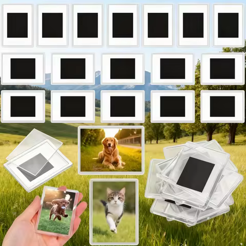 12/20Pcs Blank Photo Frame, Insert Fridge Magnets, Mini Magnetic Refrigerator Photo Picture Frames,