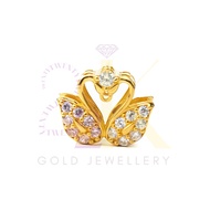 916/22K Two-Tone Heart Swan Charm (22K Gold Jewellery)