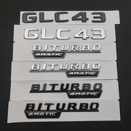 3D ABS Chrome Black Car Rear Trunk Badge Sticker Logo GLC 43 BITURBO 4MATIC Emblem For GLC43 Accesso