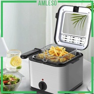 [Amleso] Deep Frying Pot Nonstick Coating Electric Deep Fryer Fryer Deep Fryer Pot for Kitchen Countertop Restaurant Chips