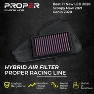 Filter Udara New Beat Deluxe Genio 2020 New Scoopy 2021 PROPER RACING LINE Hybrid Air Filter Motor