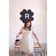 Dot Pattern Dress For Chubby Women Bust 42-50 Inches