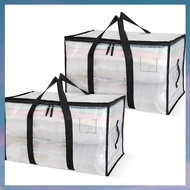 [hotkeystore.] For Bedding 2 Pack Clear Large Storage Bags, 95L Moving Organizer Bags with Zipper an