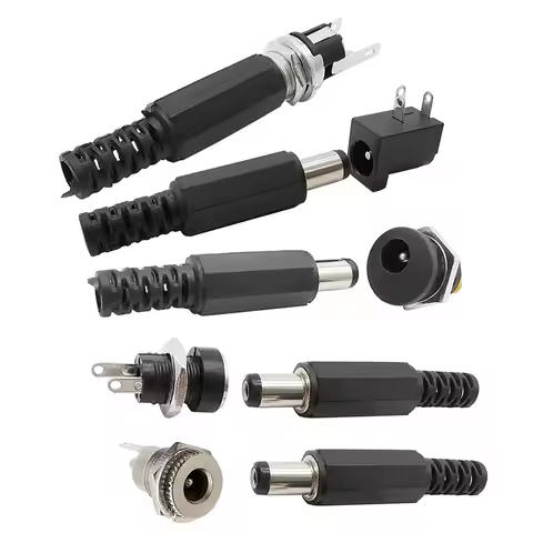 5Pair DC Power Male Female Adapter 5.5x2.1mm DC Plug Jack Nut Panel Mount Socket Connector DC025M DC