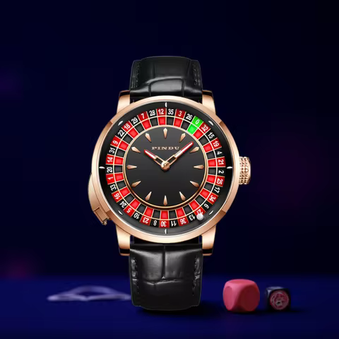 PINDU Players Gambling Series Men's Mechanical Watch European Roulette Poker Game Dial Automatic Mov